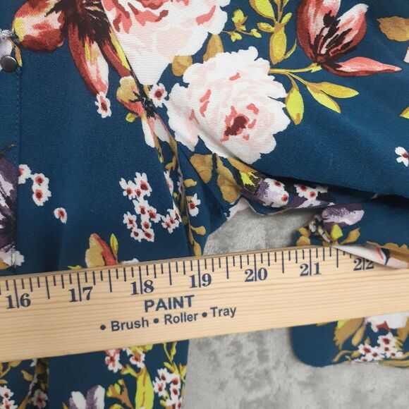 Torrid Dark Blue Floral Mini Challis Zip Front V Neck High Low Dress Size 1X - Picture 2 of 8